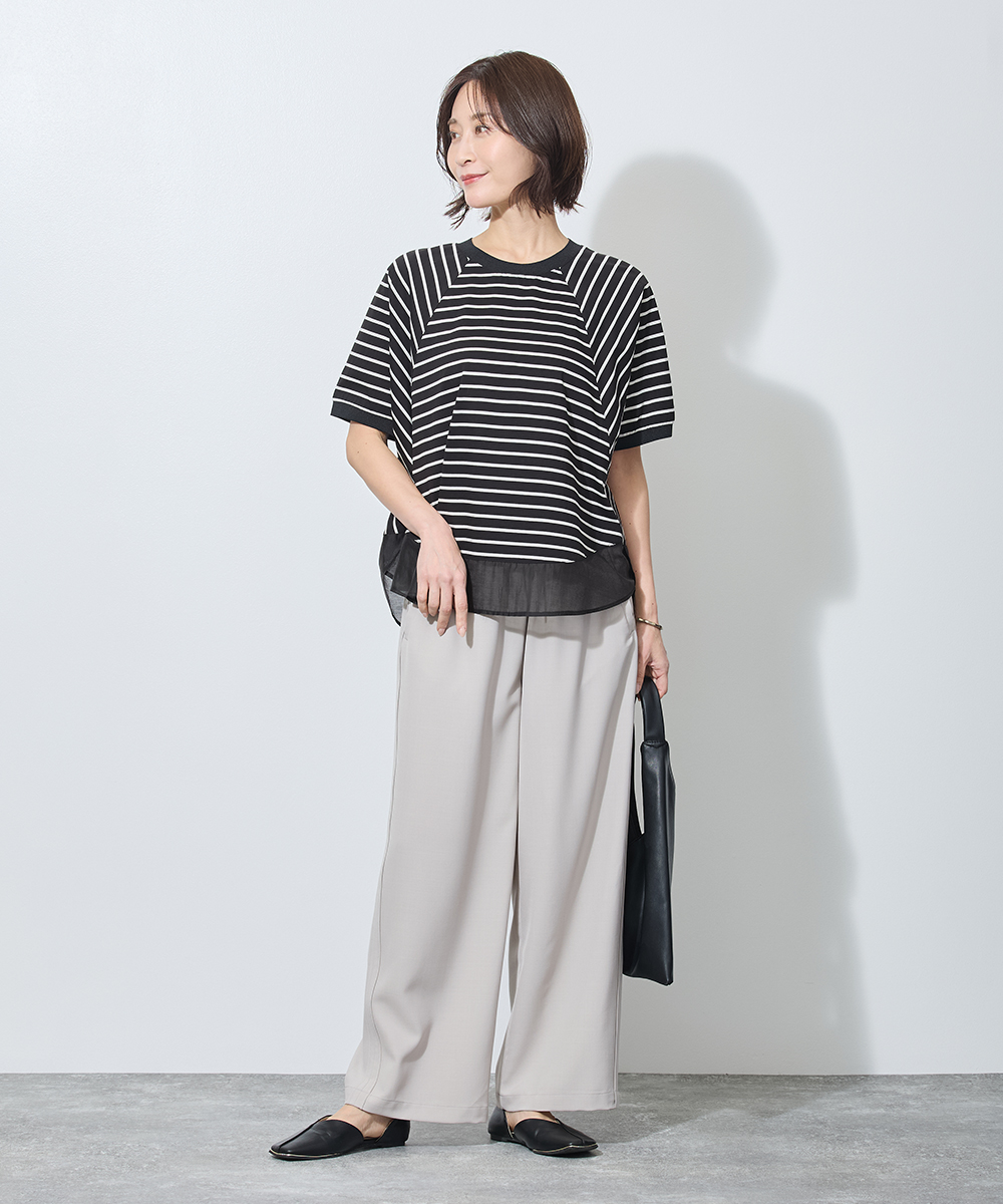 大人のボーダー×キレイ目パンツ コーディネート
