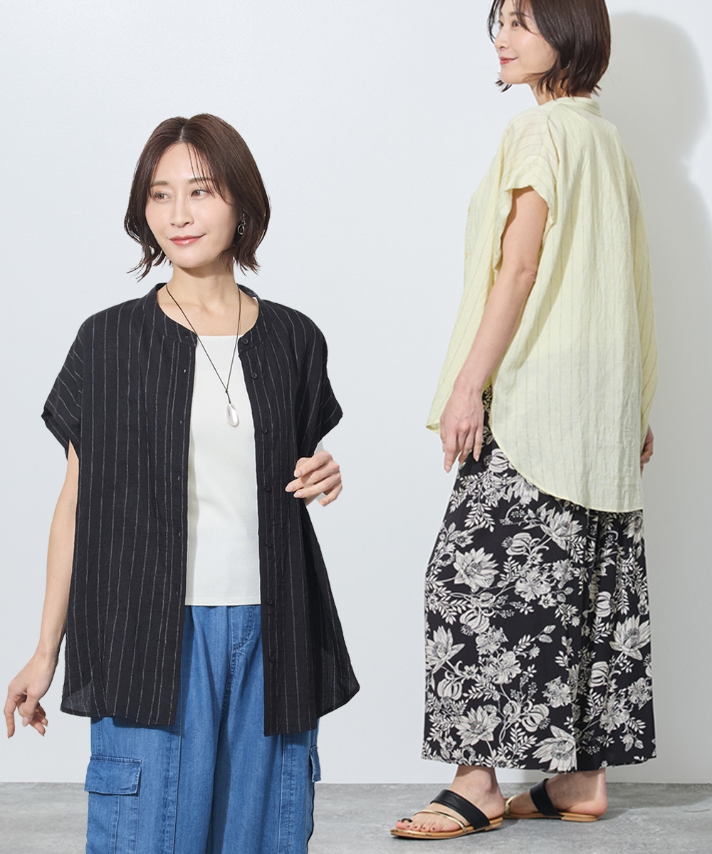 麻混ストライプシャツ セールメインビジュアル