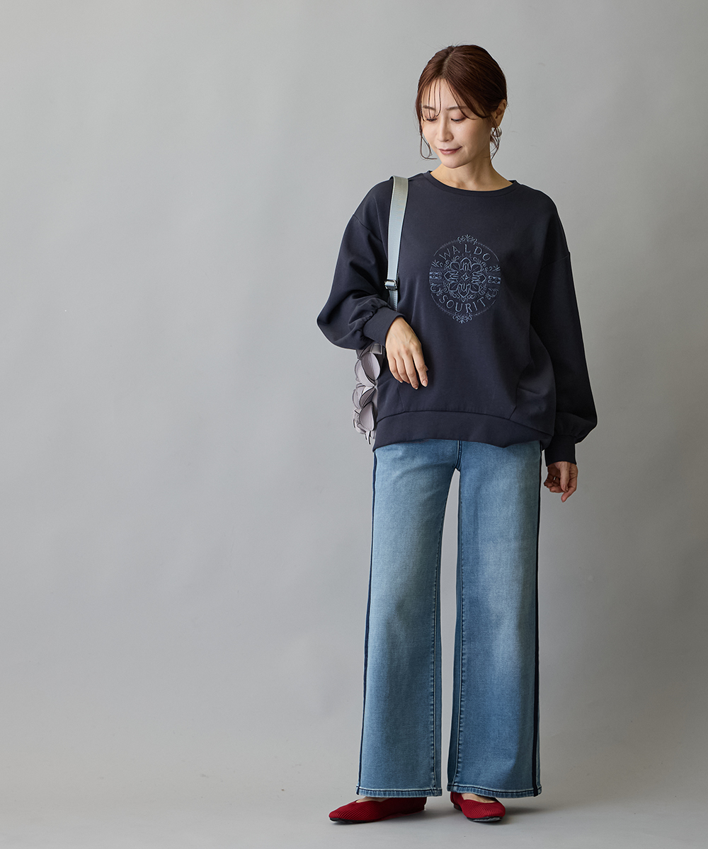 5位 ウエストゴムカット素材デニムパンツ